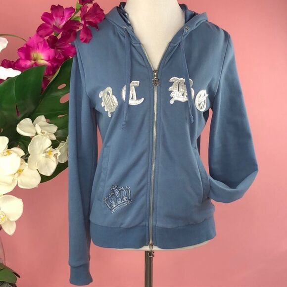 BCBGMaxAzria Blue Angel Wing Cotton Zip Hooded Jacket - Picture 6 of 15